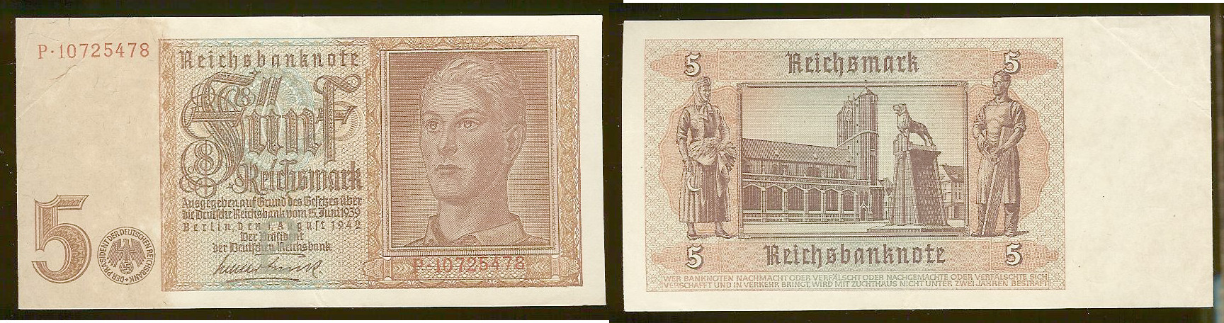 Germany 5 reichsmark 1942 EF